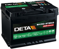 Аккумуляторная батарея Deta 70 А/ч, 760 А